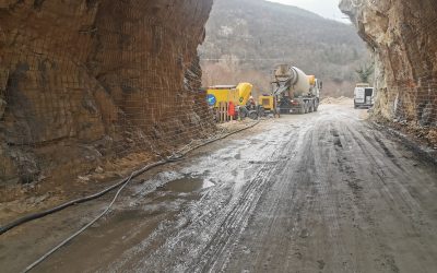 Укрепване на тунел с торкрет бетон, село Билка
